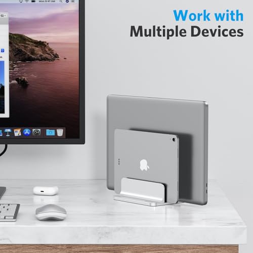 Base vertical ajustable para laptop OMOTON acrílica miniatura 5