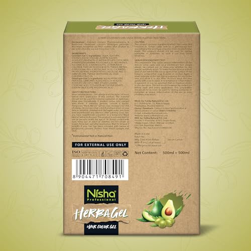 Image of Nisha Herba Care Hair Colour & Beard Colour Gel 200ml (100ml Colorant + 100ml Developer), Original Black, 100% Grey Coverage, No-Ammonia, Long Lasting, Professional Dye for Men & Women, Vegan, No Parabens