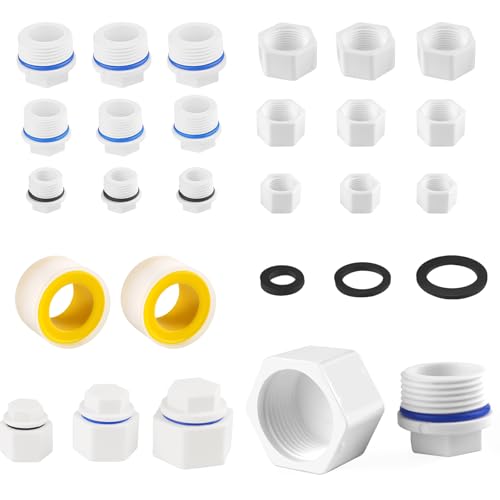 YiJiuBa 24Pcs Blindstopfen Wasserleitung mit Dichtung, Blindstopfen 1 1/2 3/4 zoll Wasserleitung Außengewinde und Innengewind, BSP Verschlusskappe für Waschmaschine Geschirrspüler Wasse