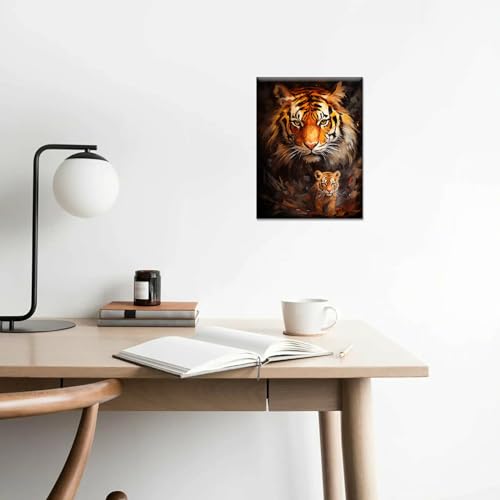 Typruye Tiger Canvas Painting To My Son Print Poster Little Tiger Artwork Wooden Home Decor For Living Room Bedroom Office Framed 12 Inchx16 Inch thumb #3