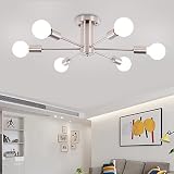 WTYUIO Semi Flush Mount Ceiling Light Fixture 6 Lights, Modern Sputnik Chandelier, Mid Century Penda