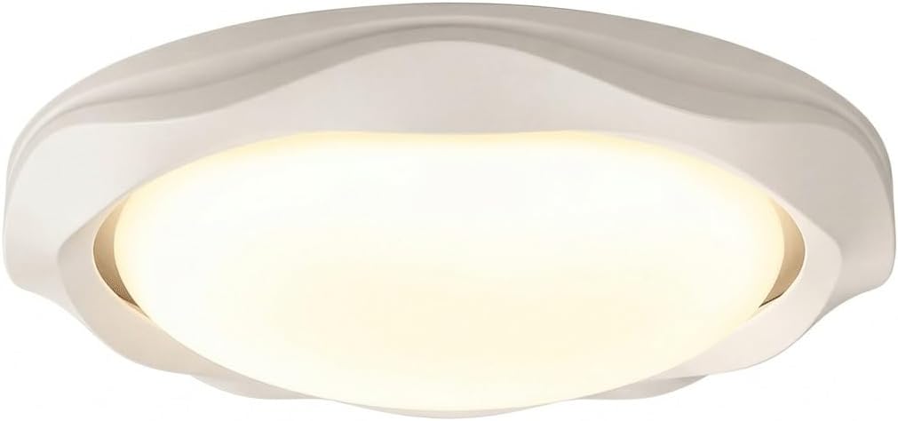 Modern Cream Style Cloud Design Ceiling Light, Iron and Pe Plastic, Round Wave Edge Shape, Plafond, Flush Mount, Semi-Flush Mount, Overhead Fixture for Bedroom, Living Room, Study