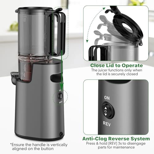 Cold Press Juicer, Chew Juicer with 5.4" Wide Feed Chute 350W Slow Juicer Machines for Whole Vegetables and Fruits, Extractor Machine