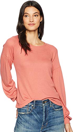 Sanctuary Clothing Womens Balloon Sleeve Thermal Blouse, Pink, Small
