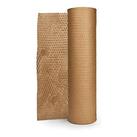 Premium Honeycomb Packing Paper 12"x100 ft By PackageZoom Perforated Kraft Honeycomb Wrap Roll For Fragile Items 80GSM Protective Honeycomb Cushioning Wrap Roll For Packing, Shipping & Moving Cover