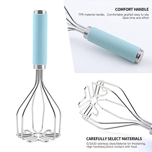 Wgpg 2 Pack Potato Masher Set, Professional Stainless Steel Potato Masher & Heavy Duty Food Tongs, Kitchen Serving Scissors Tongs, Kitchen Tools For Mashing Avocado, Mashed Potatoes, Beans, Vegetables #TOP6