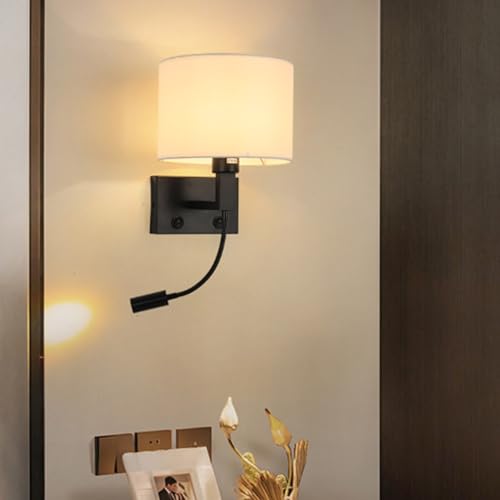 Aplique de pared giratorio 360° con casquillo E27 e interruptor para dormitorio 7