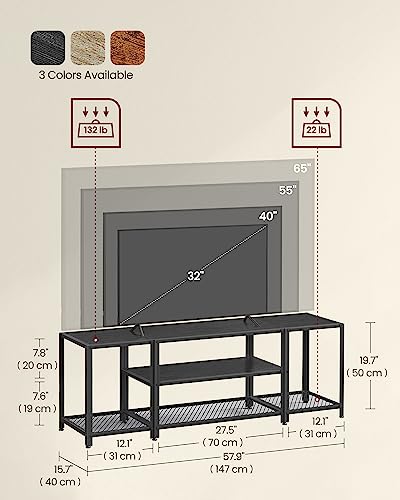 Image of VASAGLE TV Stand for TVs up to 75 Inches, 3-Tier, Open Storage Shelves