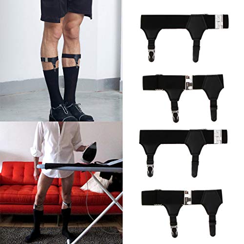 DYNWAVE 2 Pares de Meias Pretas Masculinas Ligas Suspensórios Cintos Clipes Duplos para Meias Transp
