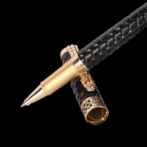 Urhomefull Caneta esferográfica deslumbrante de luxo com acabamento em ouro 24K, ponta suíça com ref