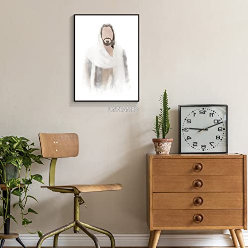 Oaopic Watercolor Christian Jesus Pictures For Wall Art Jesus Portrait Canvas Poster Christ Spiritual Prints Painting Boho Minimalist Religious Picture Wall Decor For Bedroom 12X16In Unframed #TOP3