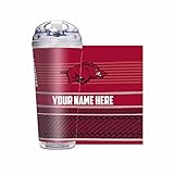 Rico Industries NCAA Arkansas Razorbacks Primary 24oz Personalized Tumbler W/Hinged Lid - Team Colored Travel Tumbler - Keeps Drinks Cold or Hot