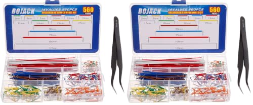 Image of BOJACK 14 Vaules 560 pcs 2-125mm Solderless Flexible Breadboard Connecting Line Cables Breadboard Jumper Wires kit (Pack of 2)
