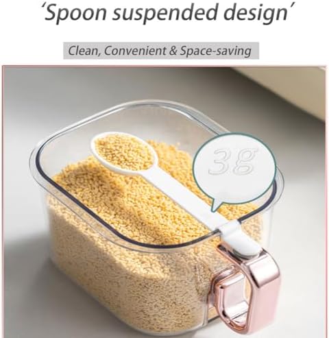 Spice Storage Box with Spoon,Seasoning Storage Box,Spice Containers Rack,Wall-Mounted Spice Box Set,Large Capacity Spice Box,Kitchen Spice Containers for Salt,Pepperr,Sugar,Green