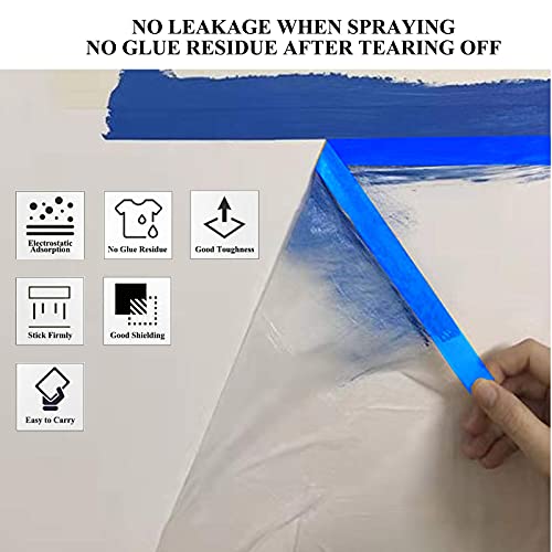 Image of VECOPE 3-Piece Set,Pre- Masking Film Protection Covering Cloth Tape | for Automotive Covering Painting Paint Masking (5-Feet X 65-Feet)