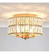 JWLUYN Gold Crystal Ceiling Light, 4 Lights Flush Mount Ceiling Light with E12 Base, Gold Ceiling...