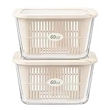 Urban Green Glass Food Storage Containers with Glass Lids, Microwave Safe Food Container Set, Aitight Meal Prep Container Set, BPA Free, 2 extra Colanders, LeakProof, 2 Pack of 60oz