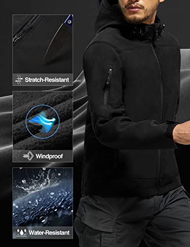 Free Soldier Softshell Hiking Warm Hunting Tactical Waterproof Winter Jacket For Men(Black,L) #TOP3