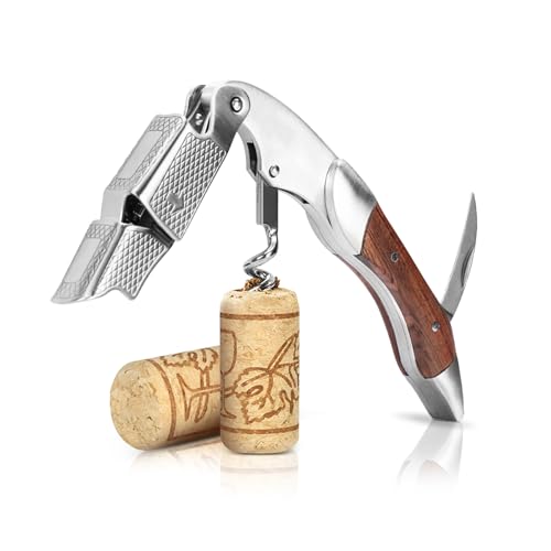 XBOGO Cavatappi Sommelier - Cavatappi di qualità per uso professionale con apribottiglia e tagliacapsule - apribottiglie，3-in 1 Palissandro Naturale Apribottiglie Acciaio Inossidabile