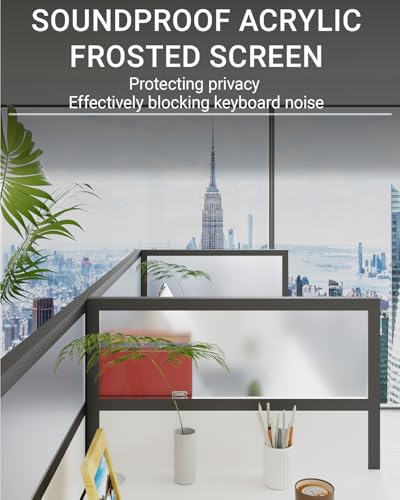 Office Cubicle Desk, Office Cubicle Workstation, Cubicles Desk With Mute Privacy Panels, Offices Cubicles Workstation Computer Table With Cable, For Home/Offices Commercial Workspace, walnut 2-Person