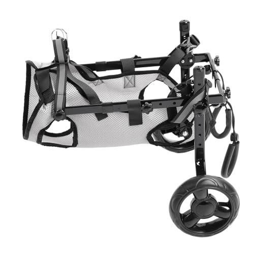 Generic Height Adjustable Dog Wheelchair Lightweight Steel Structure Breathable Mesh Doggy Wheel Chair for Injured Dogs Installation Manual Included Gray - Image 4