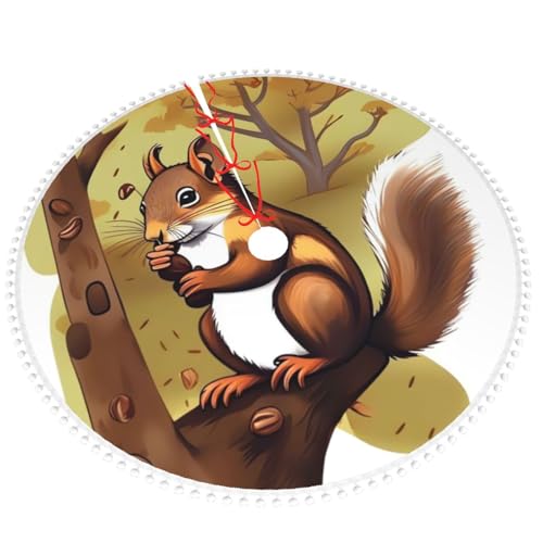 Jupe de sapin de Noël à pompons Nut-Eating double couche de 122 cm