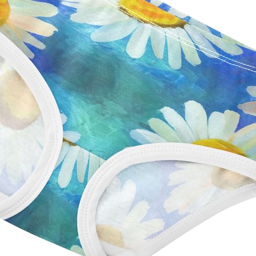 Toddlers Underwear Floral 2t Cotton Little Girl Panties Bright Undies Kids Briefs White Daisies Yellow Blue Painted4