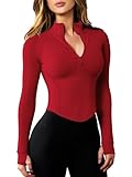 AVGO Womens Running Jacket Athletic Workout Jackets Track Full Zip Up Gym Yoga Slim Fit Tops Sport Bbl Jacket Long Sleeve Sweater(Red,M)