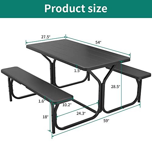 image for YITAHOME Picnic Table Heavy Duty Outdoor Picnic Table and Bench with W