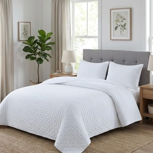 DONATELLA Colcha boutí Luna para Primavera, Verano, otoño e Invierno. 100% Microfibra Extra Suave. Cubre Cama Multiuso - 135 cm., Blanco