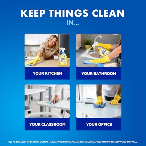 Lysol All Purpose Cleaner Spray, Multi-Purpose Disinfecting Spray, Kitchen & Bathroom Cleaner, Lemon Breeze Scent, 32 Fl Oz (Pack of 2) - Image 4