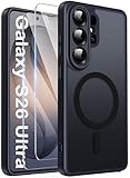 Opkiegrn Magnetisch für Samsung Galaxy S26 Ultra Hülle mit 2 Schutzfolie Kompatibel mit MagSafe, Vollständiger Kameraschutz, Stoßfest Transluzente Matt Schutzhülle Samsung S26 Ultra 5G, Schwarz