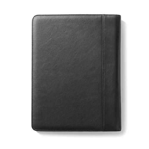 Leatherology Black Onyx Full Grain Leather Deluxe Portfolio | Luxury Business Padfolio Portfolio For Executives | Ample Storage For Business Cards Resumes Documents | Leather Folder With Clear Id #TOP5