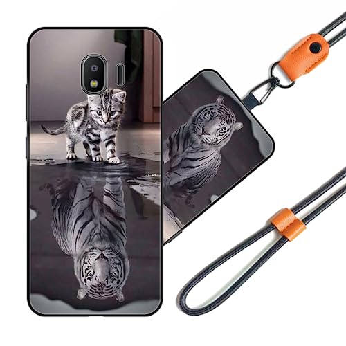 JEZSTHAI Funda Compatible con Samsung Galaxy J2 2018 Carcasa de Silicona Suave con Correa Colgante Correa de Cuello Cordón para Movil,Anti-Choque Protección Case con Patrón.Patrón*A05