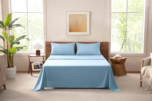 MISSQ Queen Sheet Set, Microfiber, 16-Inch Deep Pocket (Cerulean Blue)