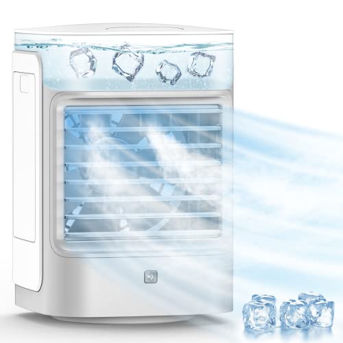 Portable Air Conditioner, BREEZEWELL 8in Rechargeable Small Evaporative Air Cooler, 90°Auto Oscillation, 7 Color Vibe Lights, 4000mAh Battery Powered Humidifier, Mini Air Conditioner for Camping, Car Portable Air Conditioner, BREEZEWELL 8in Rechargeable Small Evaporative Air Cooler, 90°Auto Oscillation, 7 Color Vibe Lights, 4000mAh Battery Powered Humidifier, Mini Air Conditioner for Camping, Car