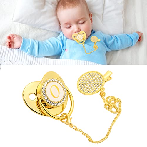 Image of Baby Pacifier, Curved Design with Chain Clips, Infant Pacifier 26 Letters for Newborns and Toddlers (O)