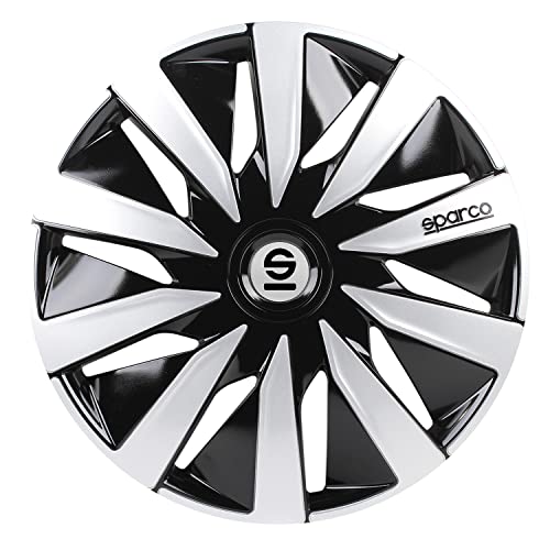 Colore nero/argento Sparco Spc1691Bksv Set Copricerchi 4 Pezzi Lazio 16 Pollici Nero/Argento, Set Di 4