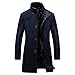 Produktbild Herren Lederjacke - Luxus Trench Ledermantel Herren Einreihig Business Casual Lederjacke Männlich Schwarz Lange Pu Mantel Große Größe, Blau, 3Xl