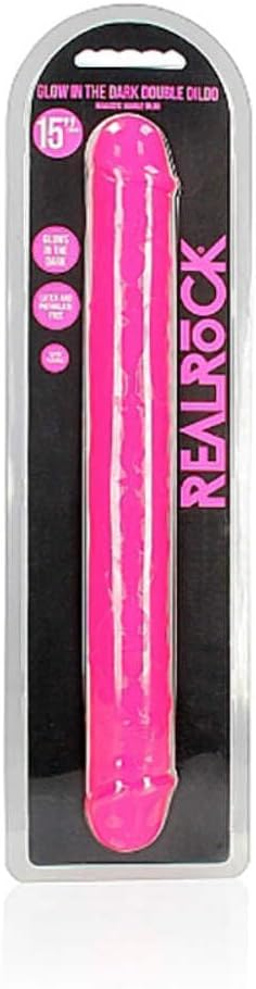 Realrock GITD Double Dong 15in Neon Pink REA149GLOPNK