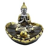 Qcbuegof Incenses Stick Holder with Resin Buddhas Statue Incenses Burners Holder Decorative Ornament for Home Desk Decors Ashes Catcher Holder for Home Yoga Spiritual Table Decor