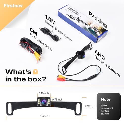 Image of Backup Camera Rear View Camera for Pickup Car Truck RV SUV | AHD 720P Night Vision Reverse Camera with 6 LED Lights, License Plate Backup Cam, Wide View Angle, IP68 Waterproof