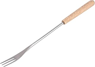 Garfo de Churrasco Com Cabo de Madeira, Espeto para Acampamento, Garfo de Marshmallow, Faca de Kiwi, Garfo de Cozinha, Garfo de Servir, Garfo Longo, Garfo para Salada, 26,5 Cm