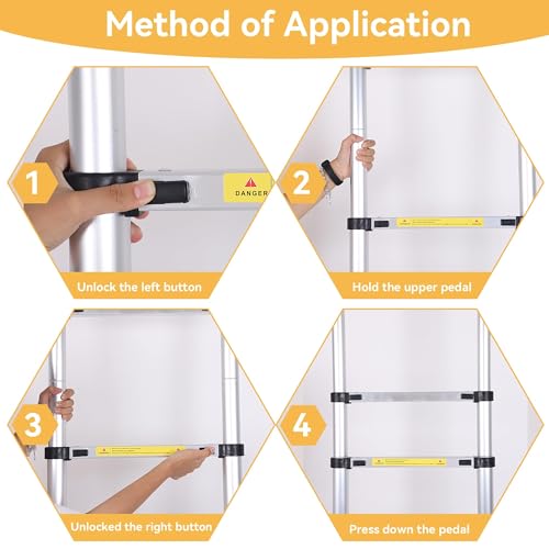 BOWEITI 26.2FT Telescoping Ladder, Aluminum Collapsible Ladder w/Non-Slip Feet, Lightweight RV Compact Ladders, Telescopic Ladders for RV, Household, Outdoor, 330lbs Capacity Extension Ladder (26.2FT) - Thumbnail 6