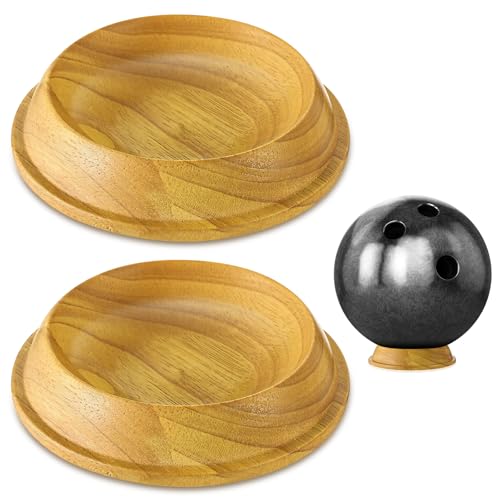 Rangement boules de bowling en bois massif AceOrbit avec support nettoyage universel