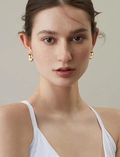 YADOCA 9 Pairs Gold Clip on Earrings for Women 14K Gold Plated Waterdrop Chunky Clip on Hoop Earrings No Piercing Fake Earrings Set