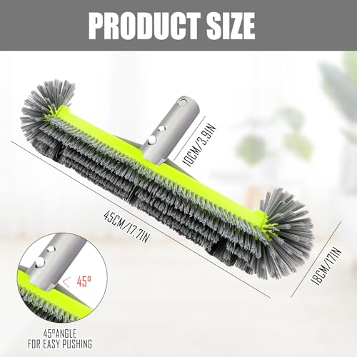 Miniatura 2 de Cepillo De Piscina Mplehda Con Extremos Redondos, Cepillo De Piscina Para Limpiar Paredes De Piscina, Piscina De Láminas, Baldosa Y Suelo, Con Cerdas De Nailon Y Mango De Aluminio Gris