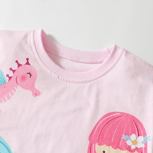 Image of HILEELANG Toddler Girl Easter Outfit Spring Summer Cotton Leggings Pants Tees Shirts Clothing Sets
