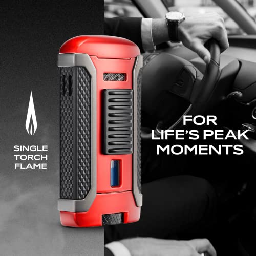 Colibri Apex One-Touch Lighter For - Refillable Butane Torch With Adjustable Flame And Fuel Window - Single-Action Ignition, Portable Design - Metallic Finish With Gunmetal Trim #TOP4