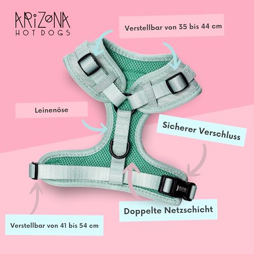 Hundegeschirr für kleinere Hunde | Arizona Hotdogs Softgeschirr Fresh Mint | Grün (S)